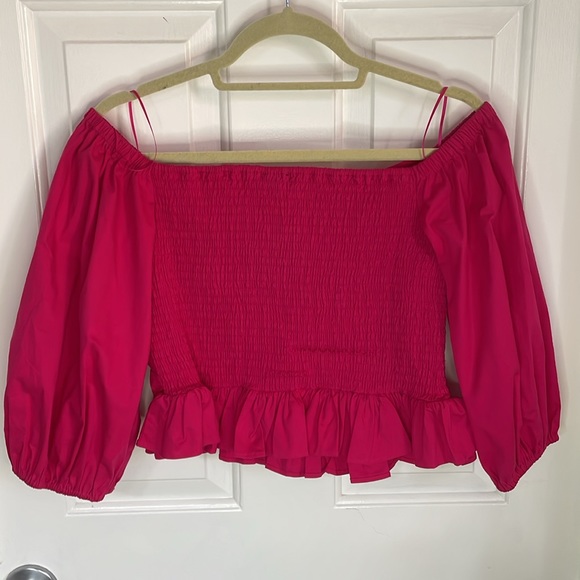 NWT bright pink Express off-the-shoulder top - Picture 3 of 3